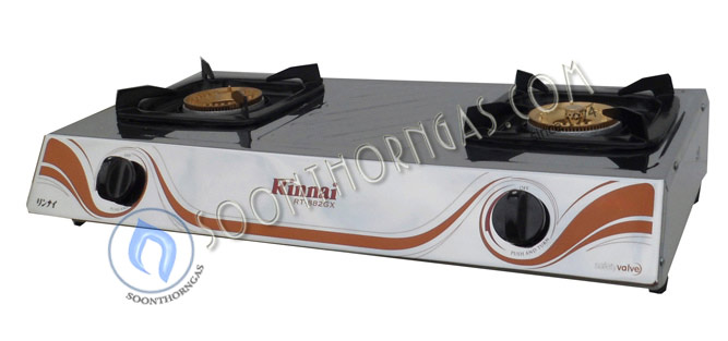 เตาเแก๊สตั้งโต๊ะ 2 หัว หน้าสแตนเลส ข้างเคลือบสีขาว Rinnai รุ่น RT-882GX (NEW)
