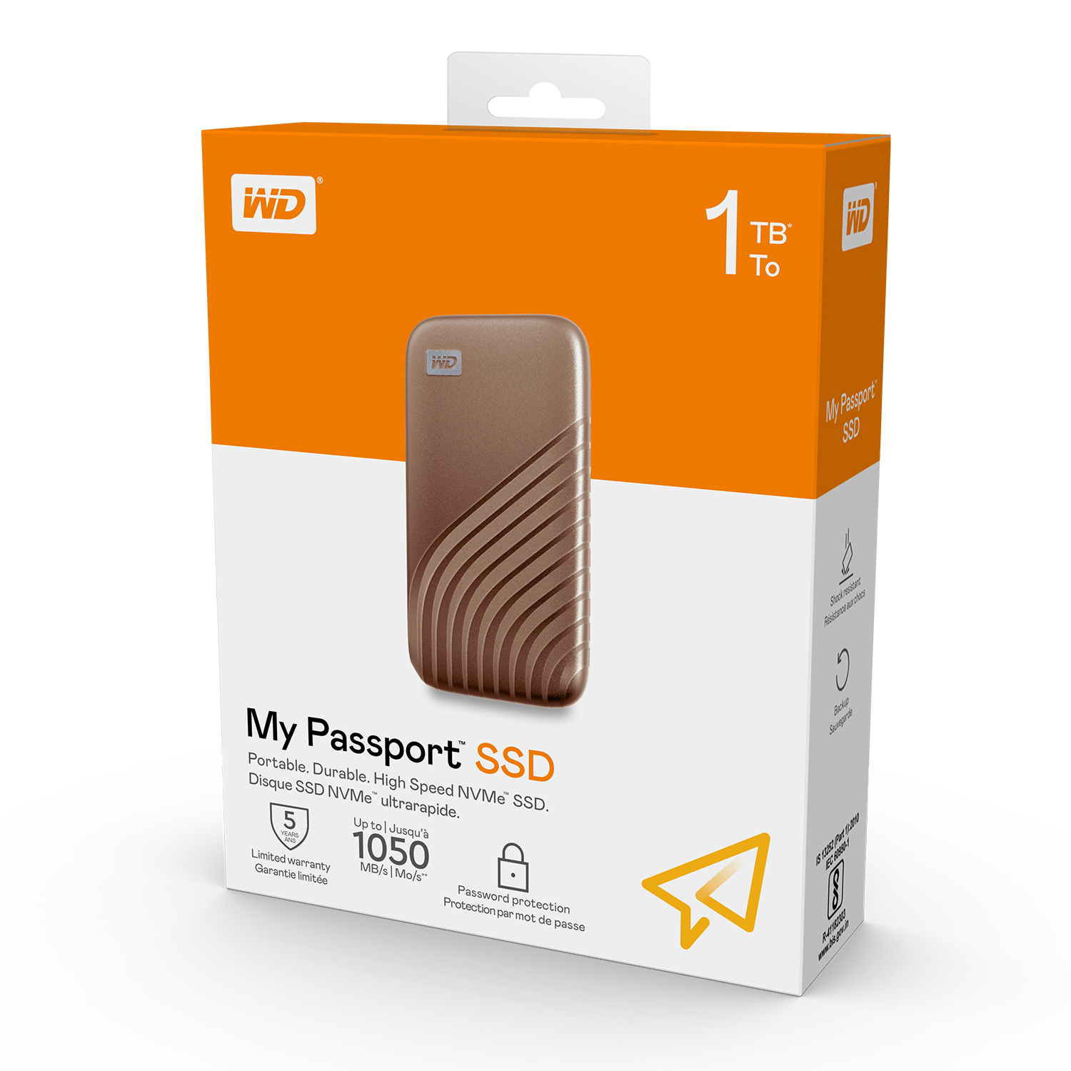 WD My Passport SSD Type-C 500GB 1TB 2TB (Gold) External Harddisk ฮาร์ดดิสพกพา , USB 3.1 and USB Type C Western Digital