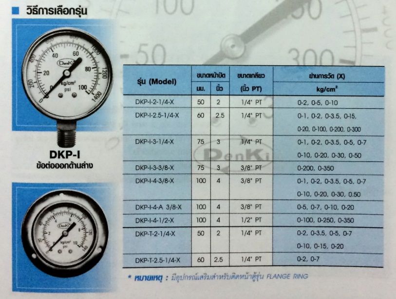 อุปกรณ์วัดความดันสำหรับงานด้านอาหาร,PRESSURE TRANSMITTER , DenKi,DKP-I (ข้อต่อด้านล่าง), DKP-T (ข้อต่อด้านหลัง) รุ่น DKP SERIES