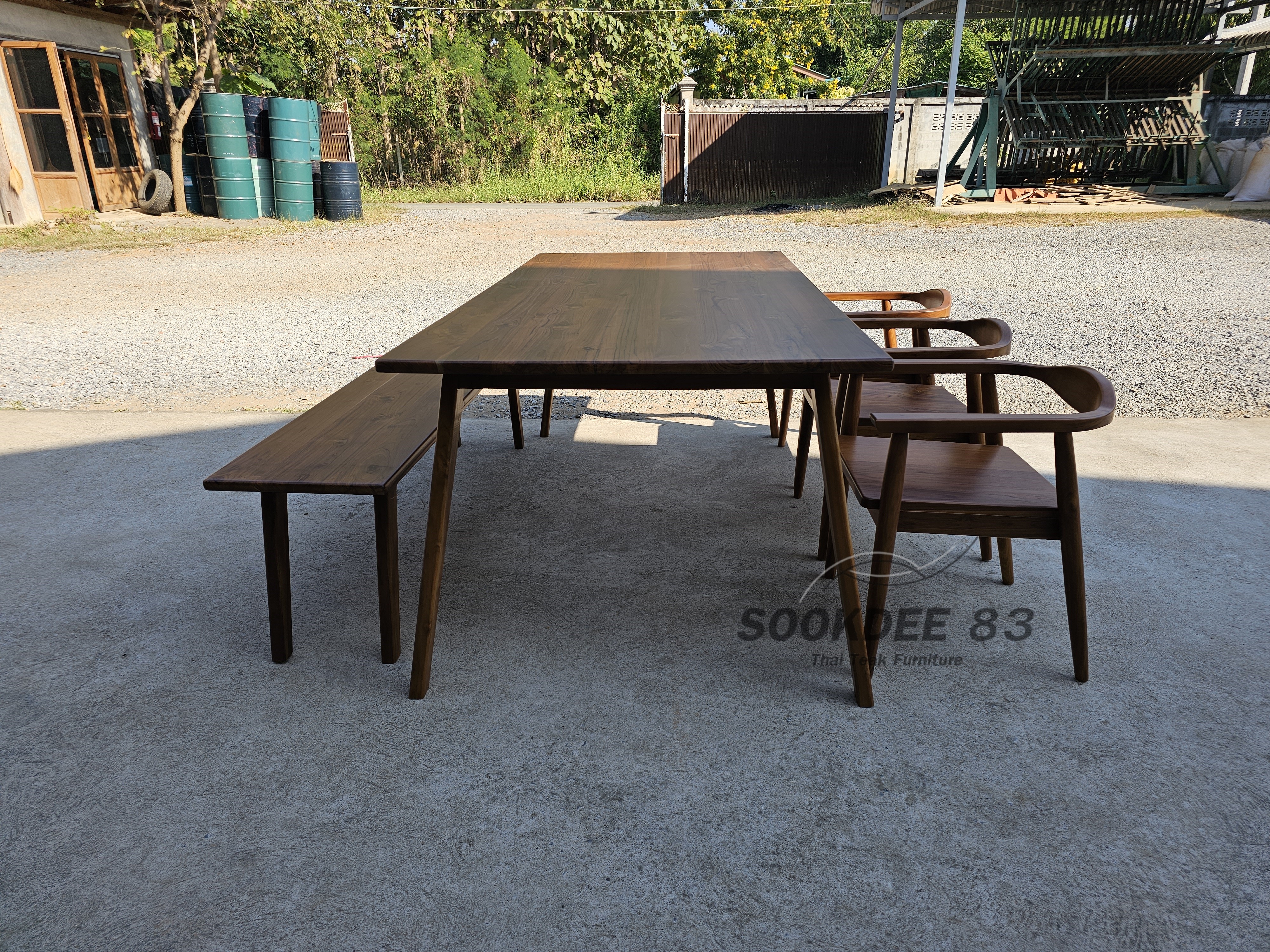 ชุดโต๊ะกินข้าวขาเหลี่ยม มานั่งยาว เก้าอี้ฮ่องกง