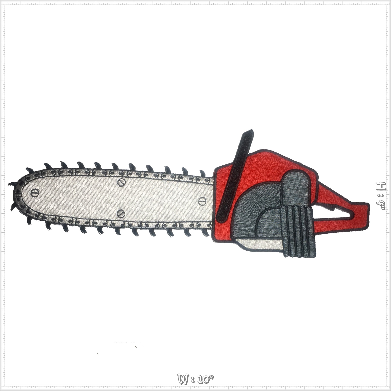 เลื่อยไฟฟ้า ตัวรีดติดเสื้อ อาร์มรีด อาร์มปัก ตกแต่งเสื้อผ้า หมวก กระเป๋า แจ๊คเก็ตยีนส์ Embroidered Iron on Patch ไซส์ใหญ่