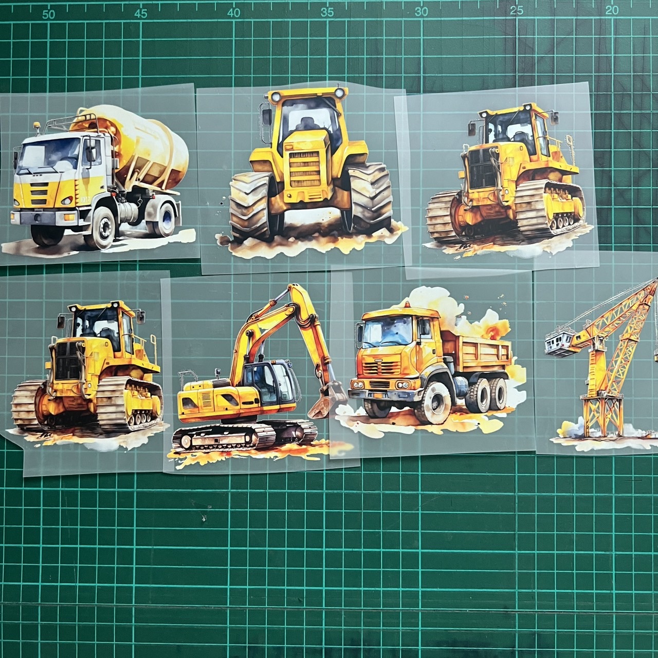 ตัวรีดติดเสื้อ รถขุดดิน ก่อสร้าง ฟิลม์รีดร้อน พิมพ์ลาย สกรีนลาย ฟิลม์ DFT DTF