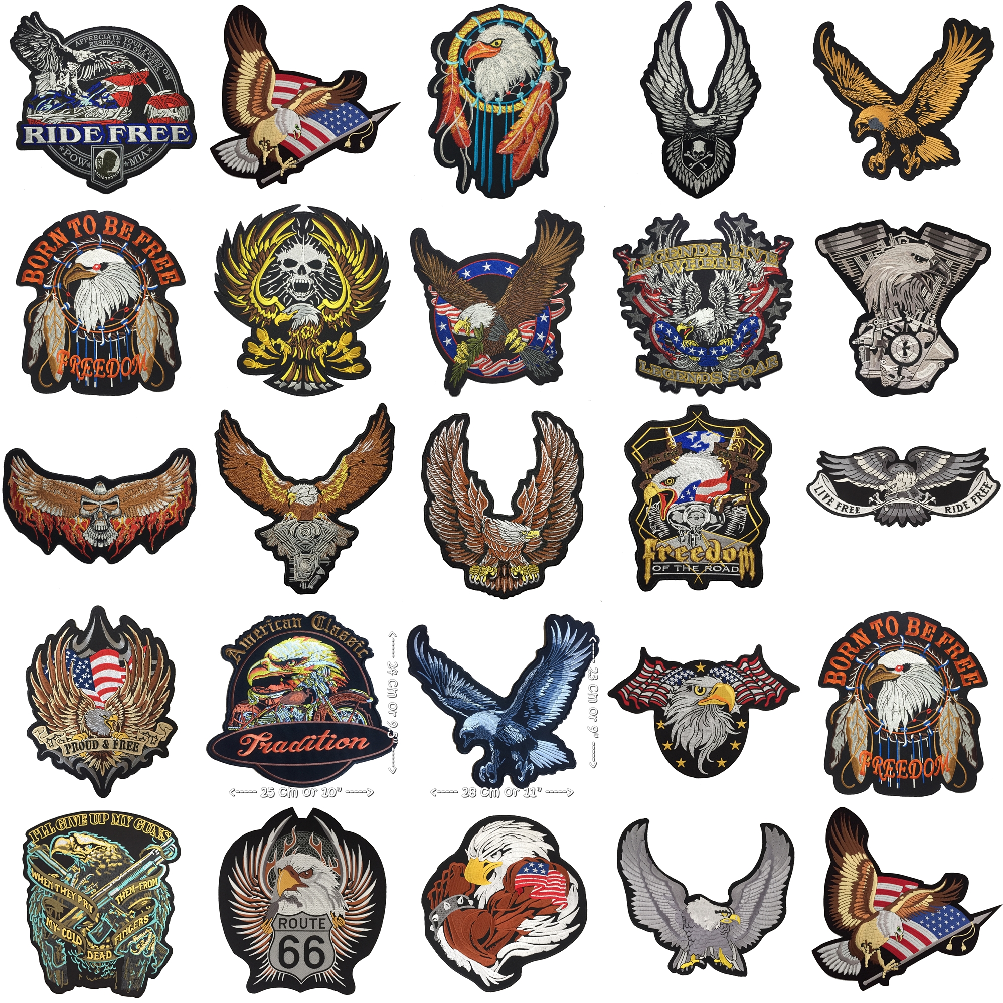 ตัวรีดติดเสื้อ นกอินทรีย์ รถแข่ง ไบค์เกอร์ มอเตอร์ไซด์ ตกแต่งเสื้อผ้า กระเป๋า แจ๊คเก็ตยีนส์ Embroidered Iron on Patch ขนาดใหญ่