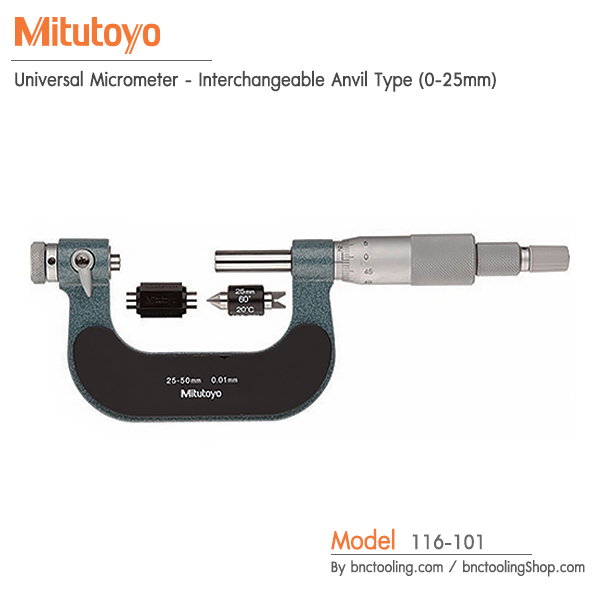 Mitutoyo,Universal Micrometer - Interchangeable Anvil Type (25-50mm),116-102