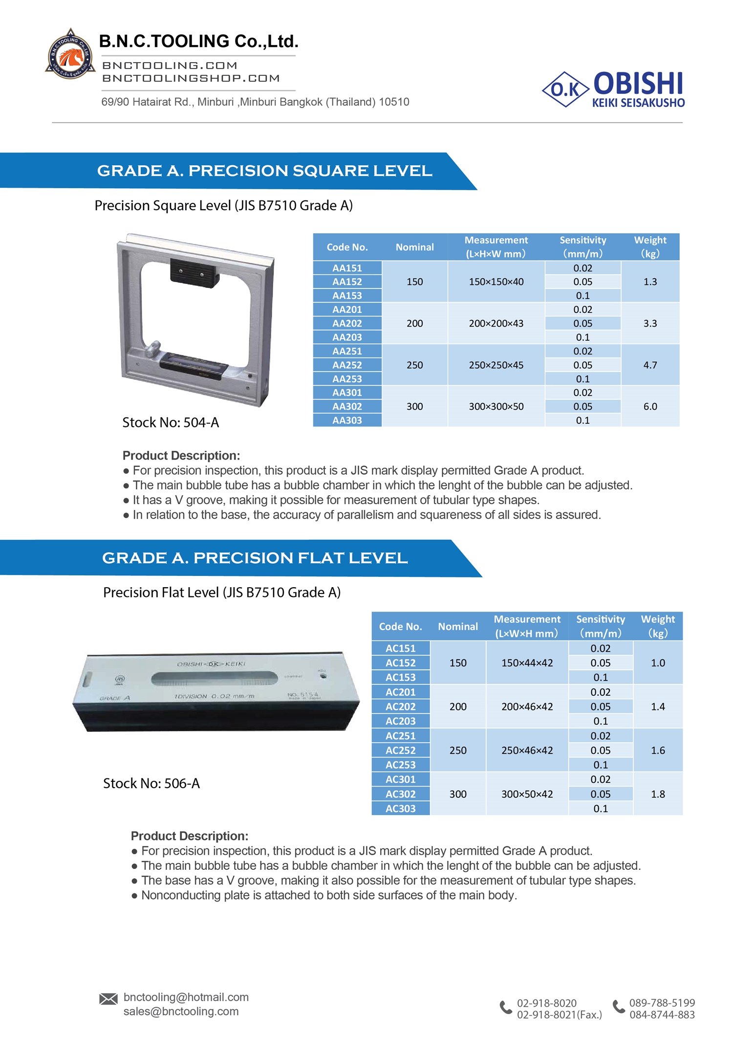 OBISHI,GRADE A PRECISION FLAT LEVEL ,506-A