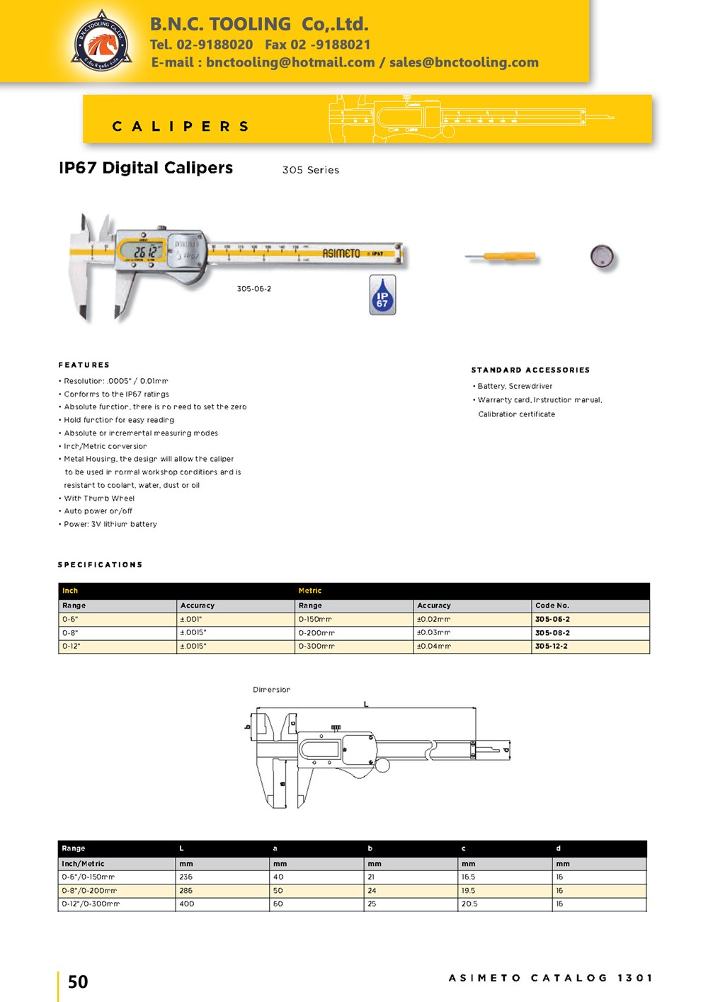 ASIMETO,P50,IP67 ,Digital Calipers,305-06-2