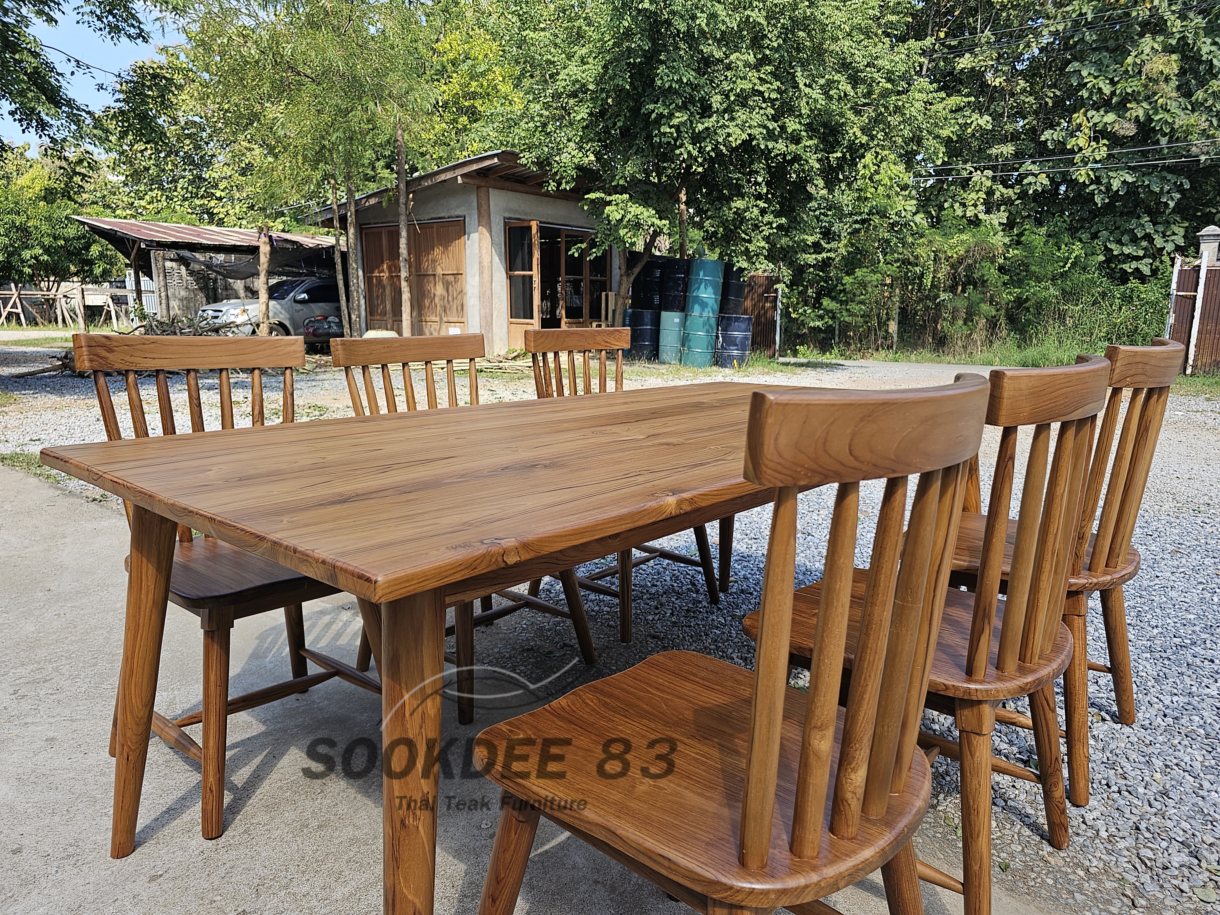 ชุดโต๊ะกินข้าวขาเฉียงมินิมอล 2 ม. เก้าอี้อลิส