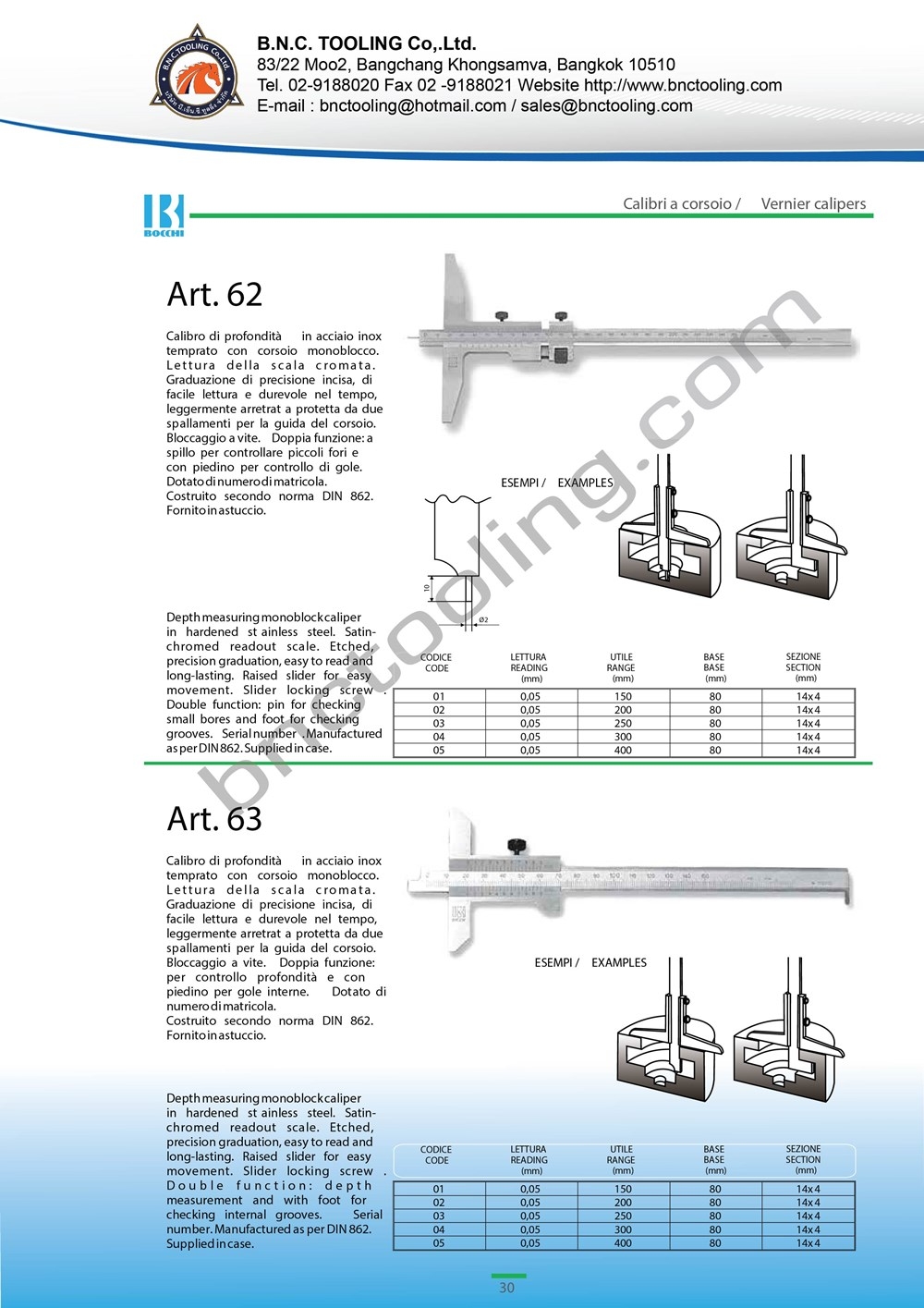 BOCCHI,Depth measuring bridge with double function-depth measurement and with foot,Art-63
