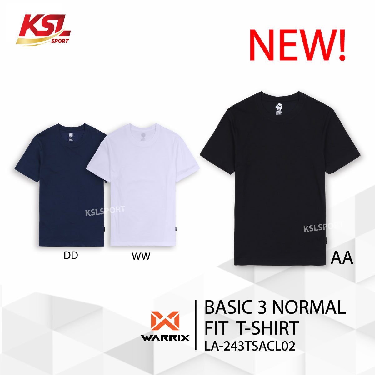Warrix เสื้อยืด วอริกซ์ t-shirt รุ่น BASIC 3 สีล้วน เบาสบาย ใส่ได้ทั้งชาย/หญิง รหัส LA-243TSACL02 - สีดำ/กรมท่า/เทา/เขียว/ฟ้า/กากี/ส้ม/แดง/ม่วง/ขาว/เหลือง