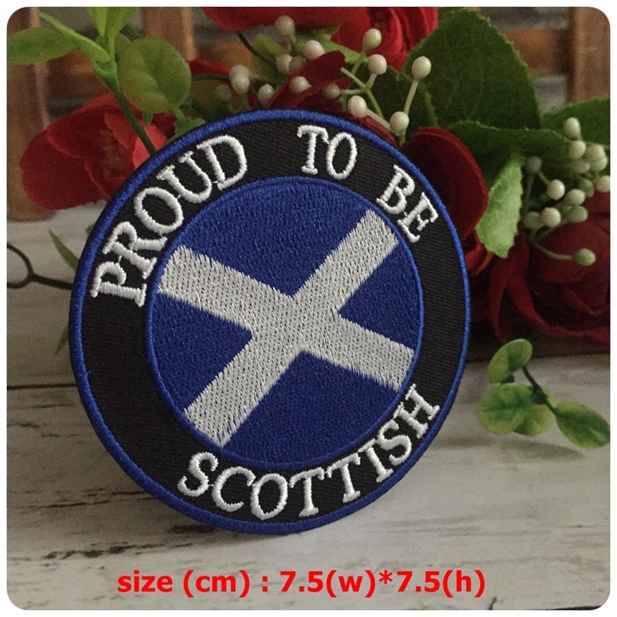 Clearance Proud to be Scottish ตัวรีดติดเสื้อ อาร์มรีด อาร์มปัก ตกแต่งเสื้อผ้า หมวก กระเป๋า แจ๊คเก็ตยีนส์ Embroidered Iron on Patch