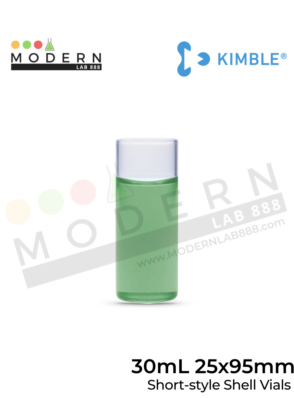8 Drams, 30mL Short Style Glass Shell Vials without Closures - 576ขวด/กล่อง