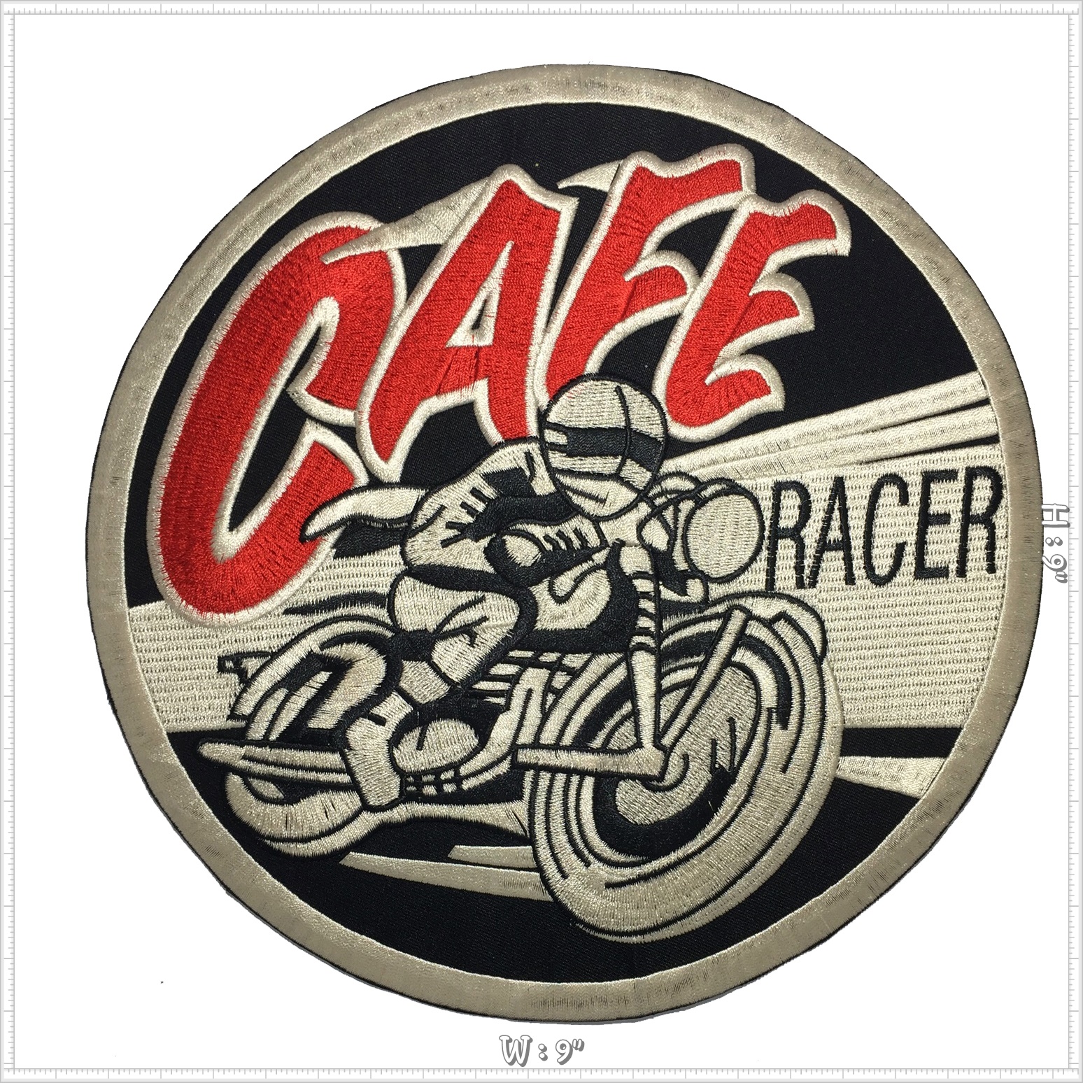 Cafe Racer นักแข่งรถ ตัวรีดติดเสื้อ อาร์มรีด อาร์มปัก ตกแต่งเสื้อผ้า หมวก กระเป๋า แจ๊คเก็ตยีนส์ Embroidered Iron on Patch ขนาดใหญ่