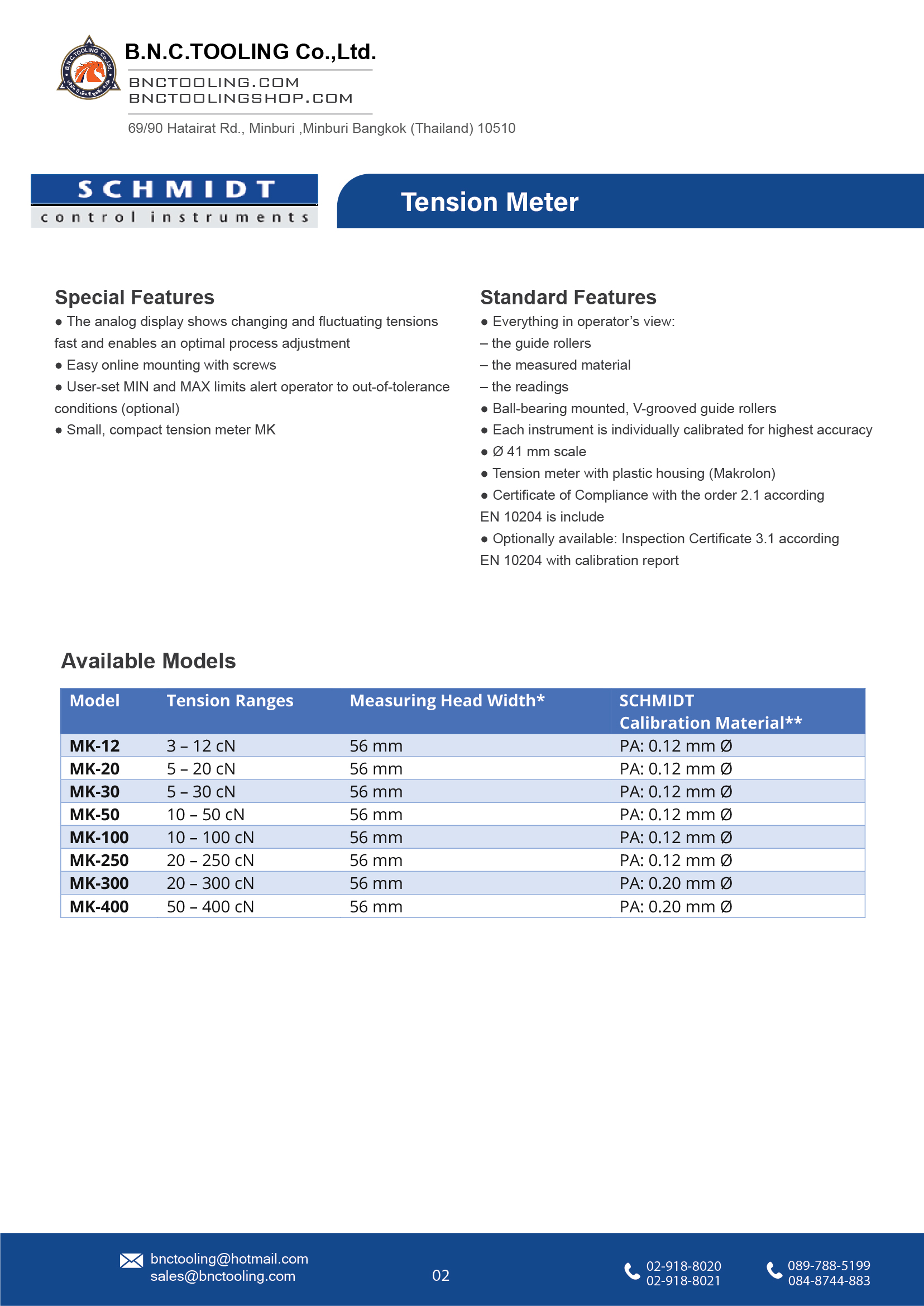 SCHMIDT,8 Tension ranges available from 3 - 12 cN to 50 - 400 cN,MK