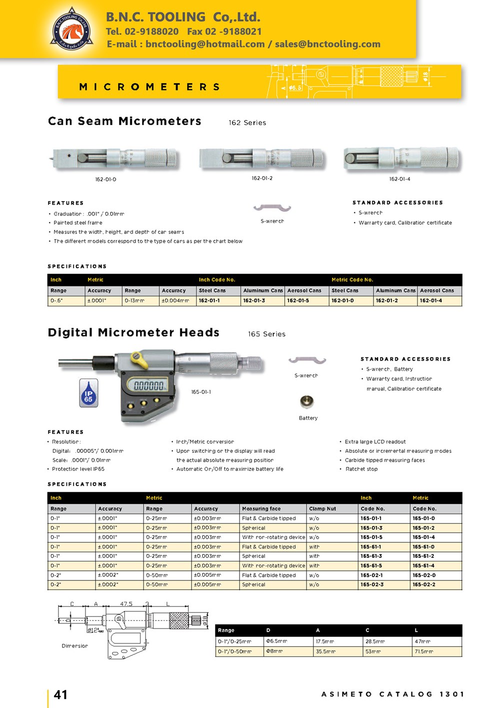 ASIMETO,P41,Can Seam Micrometers,162-01-0