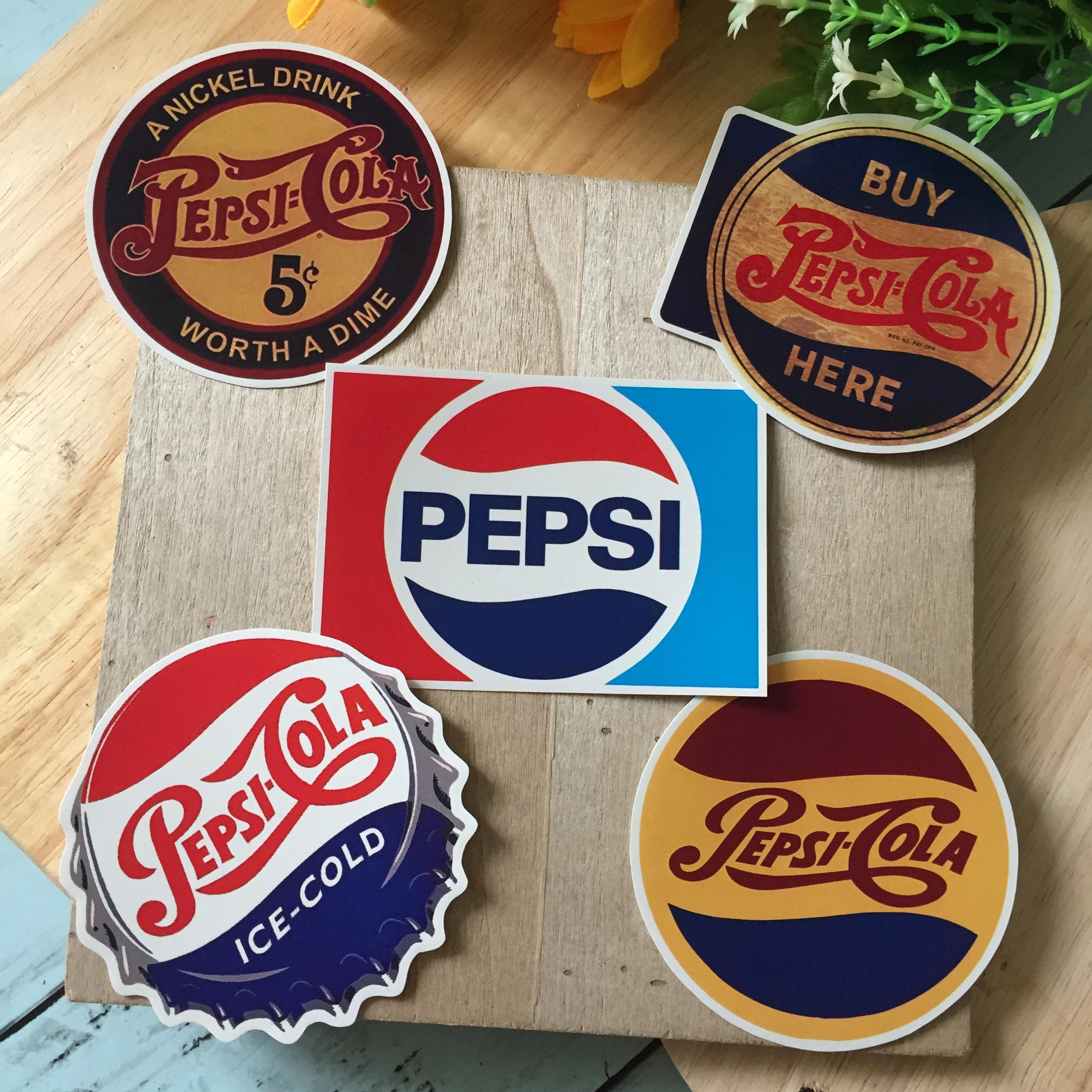 วินเทจ pepsi สติกเกอร์ เคลือบกันน้ำ ลายแนวๆ ไดคัท ติดกระเป๋าเดินทาง โน้ตบุ๊ค เคสโทรศัพท์ กระบอกน้ำ Waterproof Decal Sticker