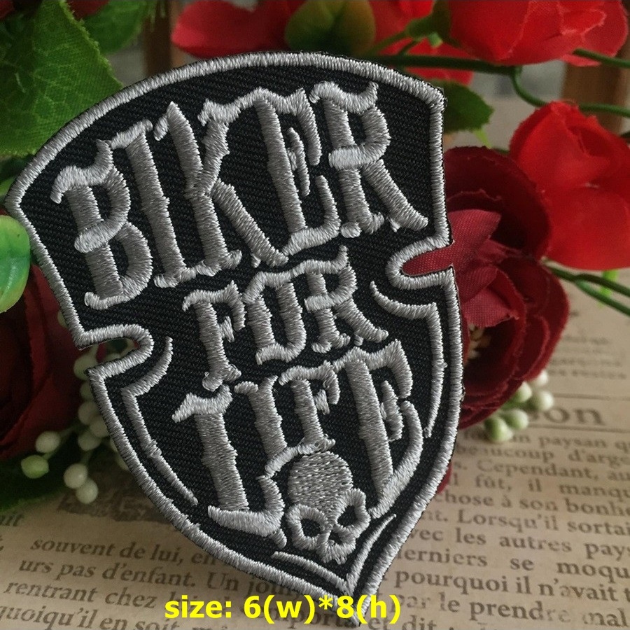 Biker for Life Racing ตัวรีดติดเสื้อ อาร์มรีด อาร์มปัก ตกแต่งเสื้อผ้า หมวก กระเป๋า แจ๊คเก็ตยีนส์ Quote Embroidered Iron on Patch