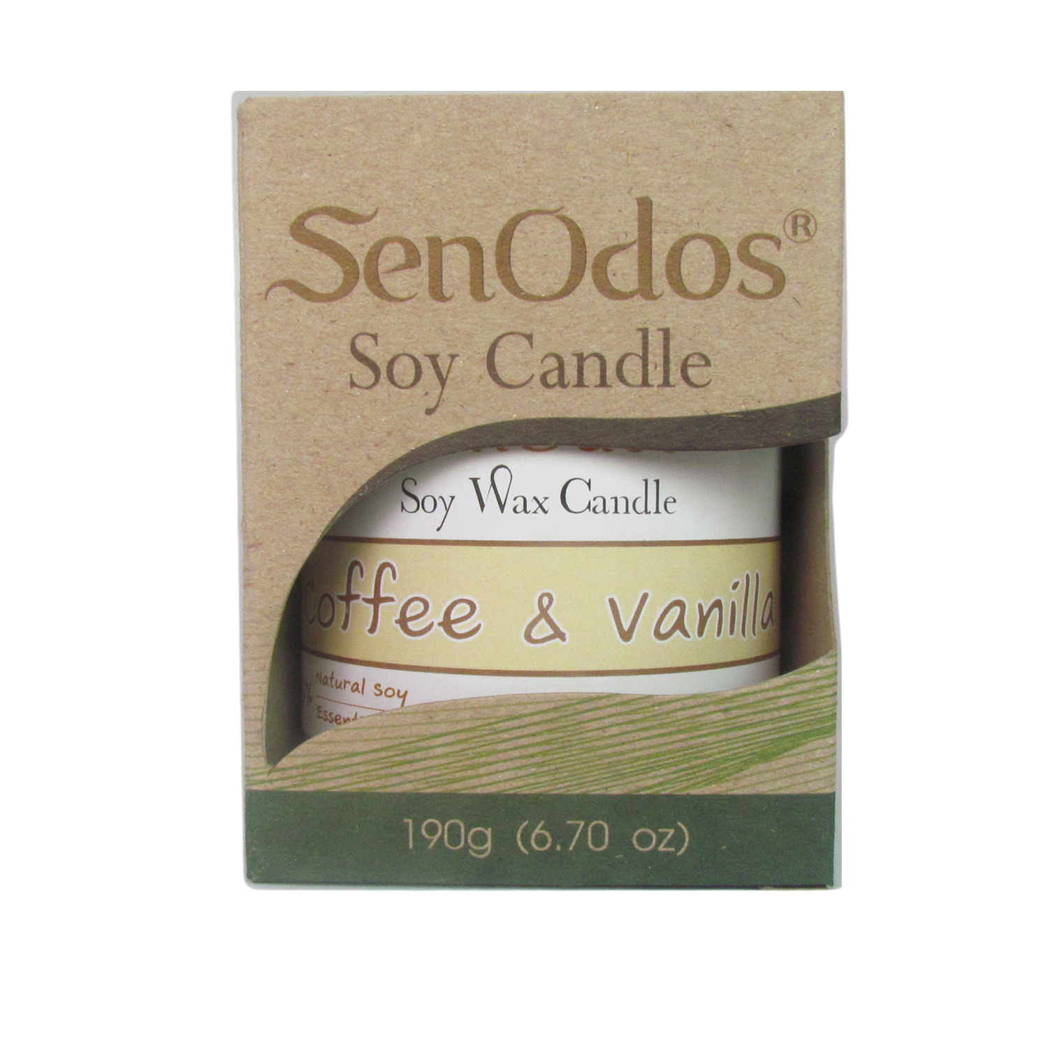 SenOdos เทียนหอม อโรม่า เทียนหอมสปา Coffee & Vanilla Scented Soy Candle Aroma 190 g - กลิ่นกาแฟ & วานิลลา