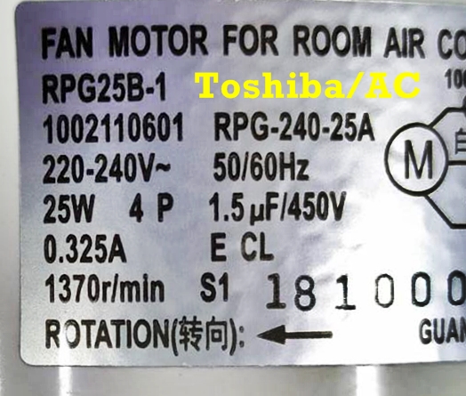 มอเตอร์แฟนคอยล์ ทดแทนแอร์โตชิบา/Toshiba แคเรียร์/Carrier - AC
