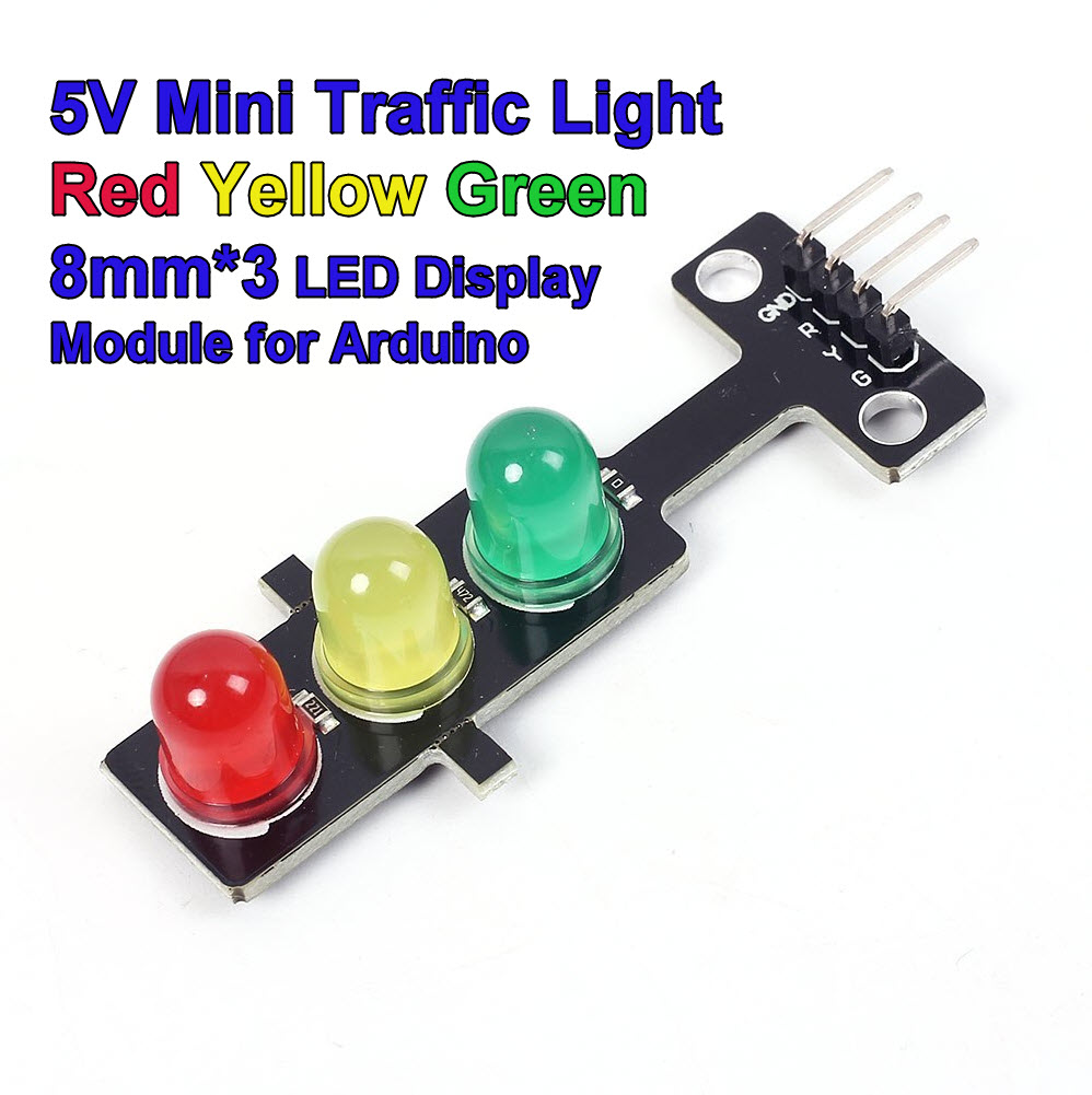 5V Mini Traffic Light Red Yellow Green 8mm x 3 LED Display Module for Arduino