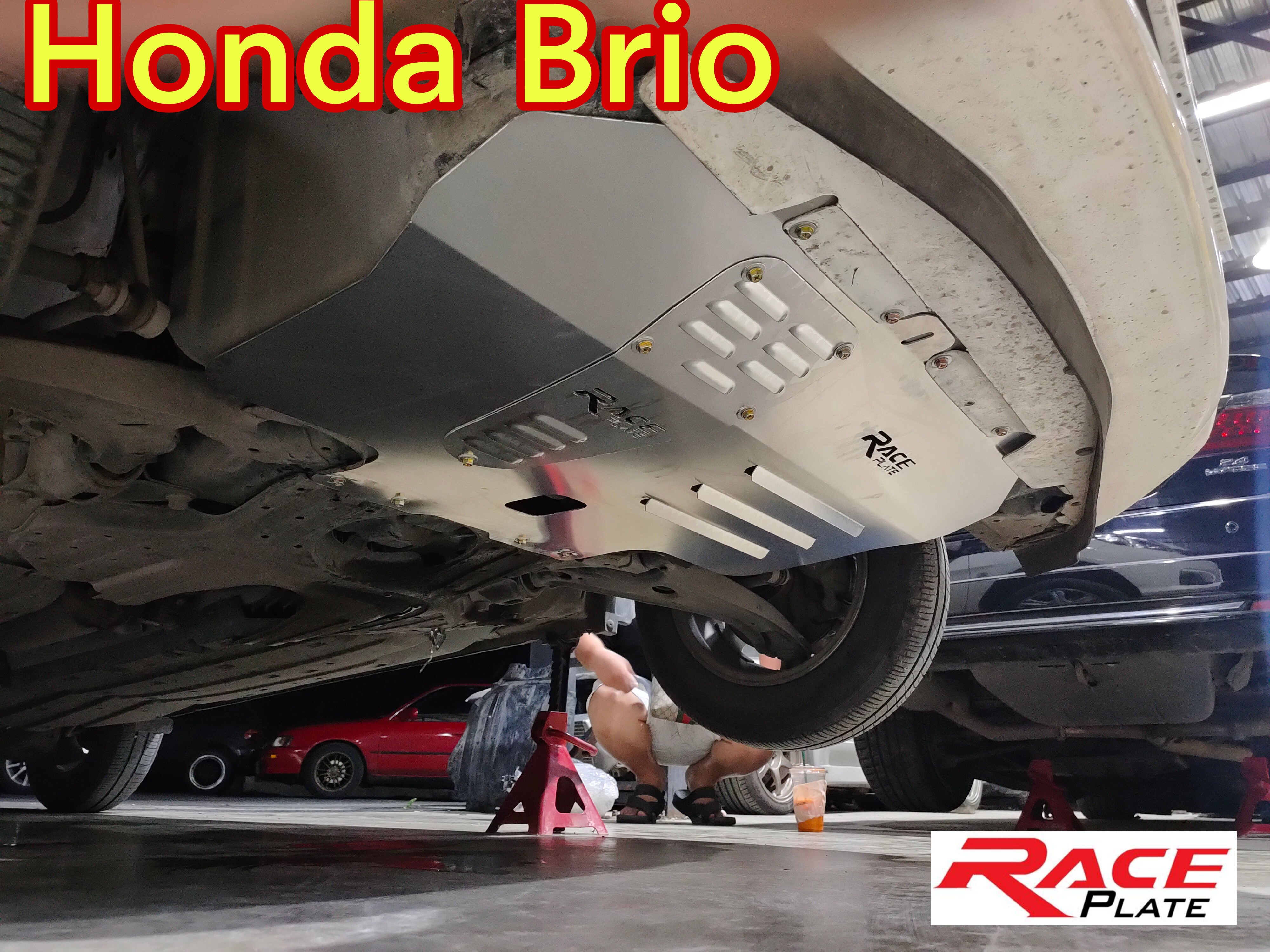แผ่นปิดใต้ห้องเครื่องอลูมิเนียม Honda Brio Mobilio Raceplate_Undertray