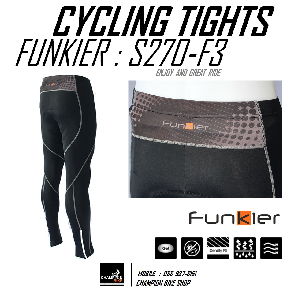 กางเกงปั่นจักรยาน ขายาว เป้าเจล FUNKIER : S270-F3 SANREMO F3 GENTS SUMMER TIGHTS เป้ากล้วยF3