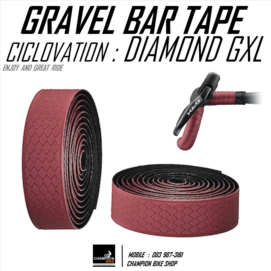 ผ้าพันแฮนด์จักรยานทัวร์ริ่งไบค์ กราเวลไบค์ CICLOVATION : GRIND TOUCH-DIAMOND GXL HANDLEBAR TAPE FOR TOURING & GRAVEL BIKE สีแดงด้าน