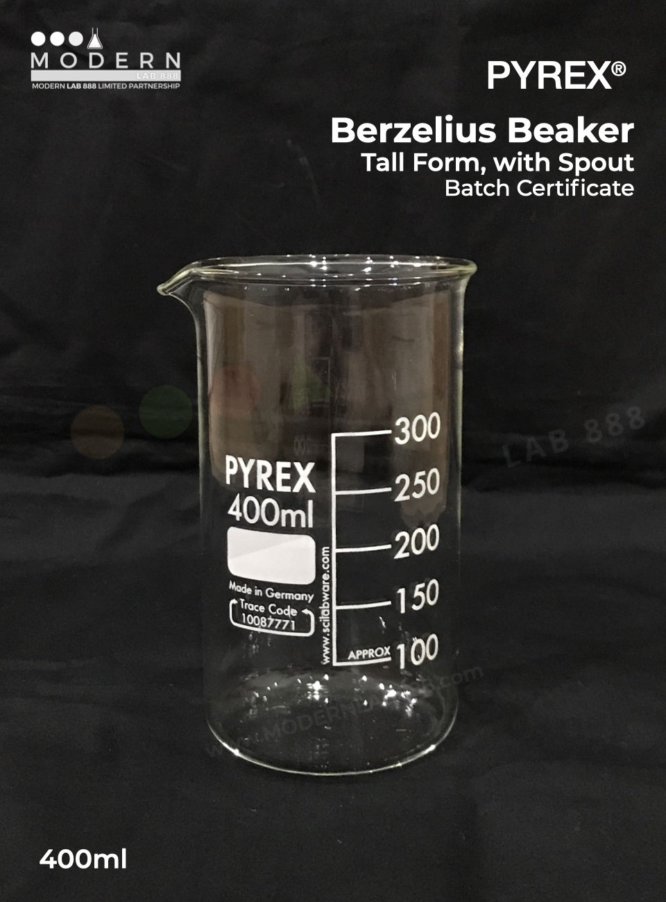 บีกเกอร์ทรงสูงมีพวยเท / Berzelius Beaker, Tall Form, with Spout, PYREX