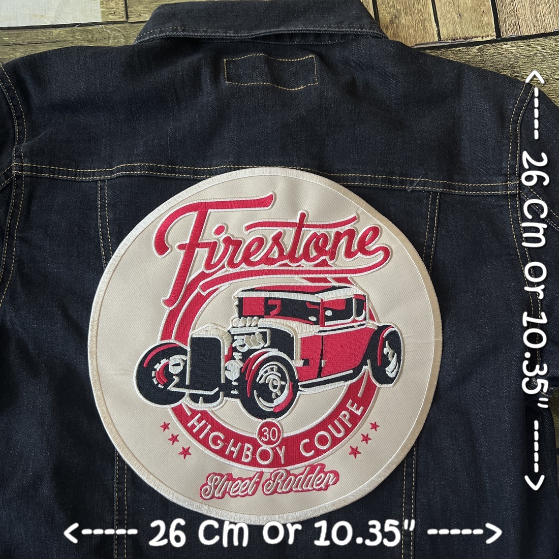 Firestone ตัวรีดติดเสื้อ อาร์มรีด อาร์มปัก ตกแต่งเสื้อผ้า หมวก กระเป๋า แจ๊คเก็ตยีนส์ Embroidered Iron on Patch ขนาดใหญ่