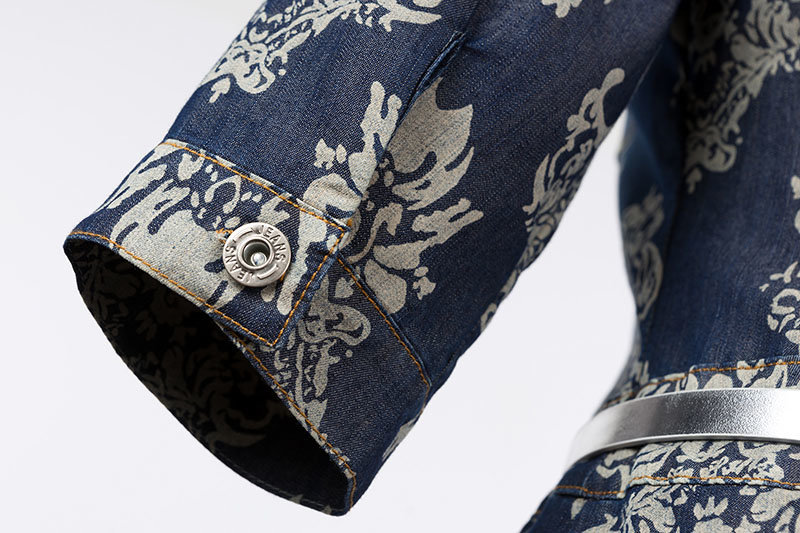 ชุดเดรสยีนส์ยาว ผ้ายีนส์เนื้อบางสวมใสสบาย พิมพ์ลายในตัว ส่งฟรี ems