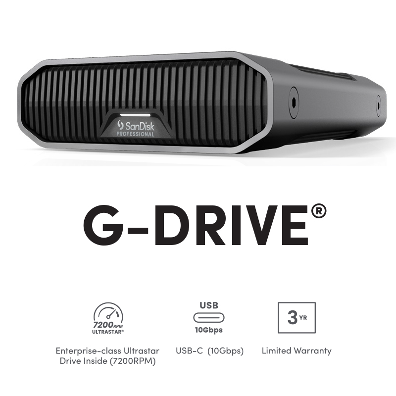 G-DRIVE Tetris SPACE GREY (SDPHF1A) Enterprise-Class Desktop Hard Drive, USB-C (10Gbps), Kensington Security Slot 4TB 6TB 12TB 18TB 22TB SanDisk Professional