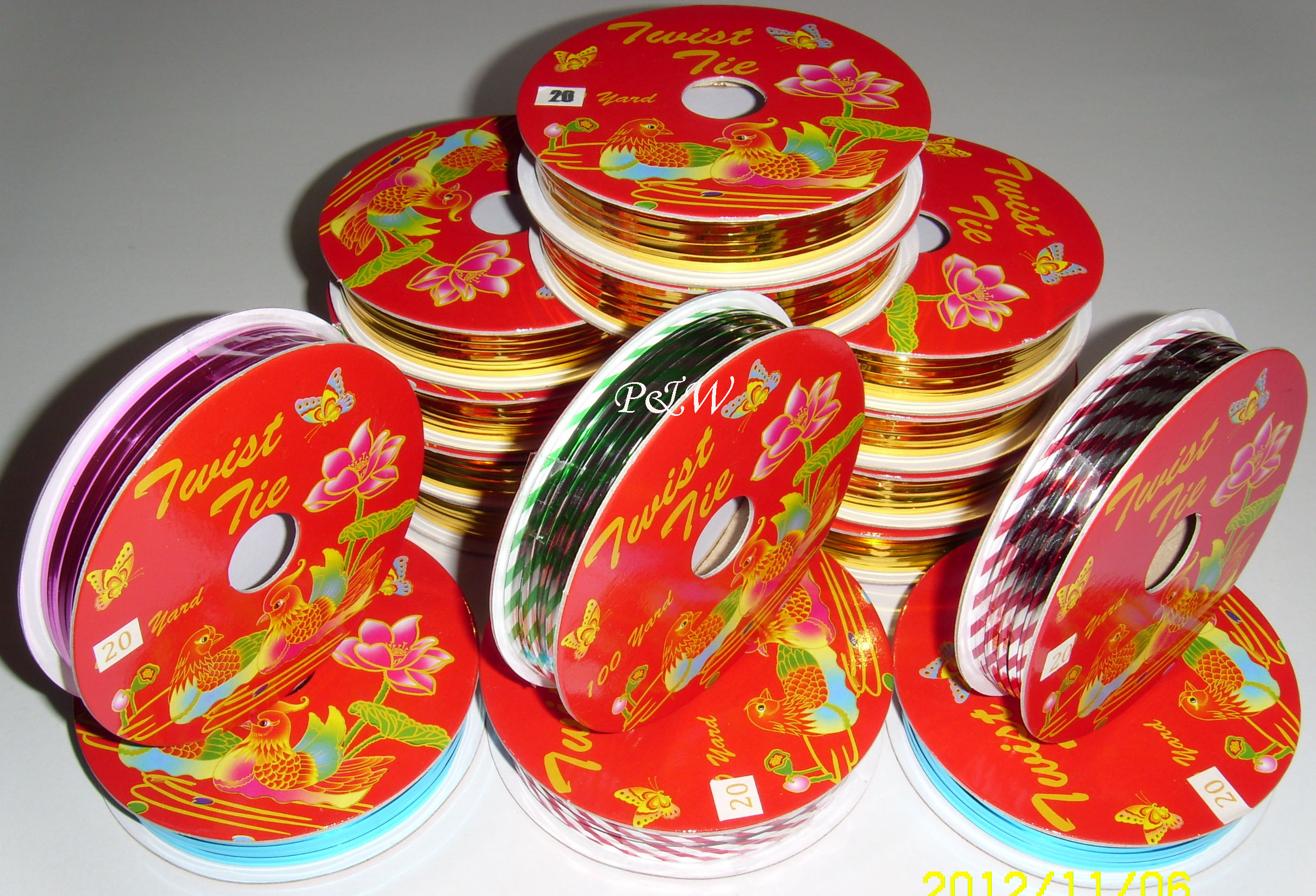 ลวดสี ลวดมัดปากถุง ลวดมัดปากถุงเบเกอรี่ ลวดมัดปากถุงขนม ลวดเบเกอรี่ ริบบิ้นลวด ลวดมัดสินค้า - ยาว 20 Y P&W,P&W TWIST-TIES P&W20Y-07