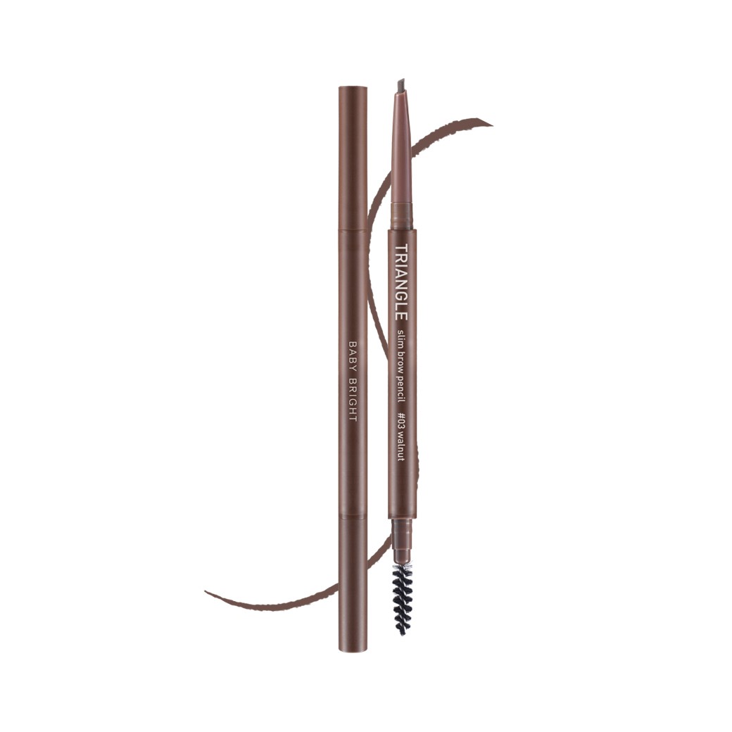 Baby bright triangle slim brow pencil 0.07G #03 Walnut เบบี้ไบร์ท ดินสอเขียนคิ้วหัวสามเหลี่ยม ไทรแองเกิลสลิมบราวเพนซิล 0.07G สี 03 Walnut