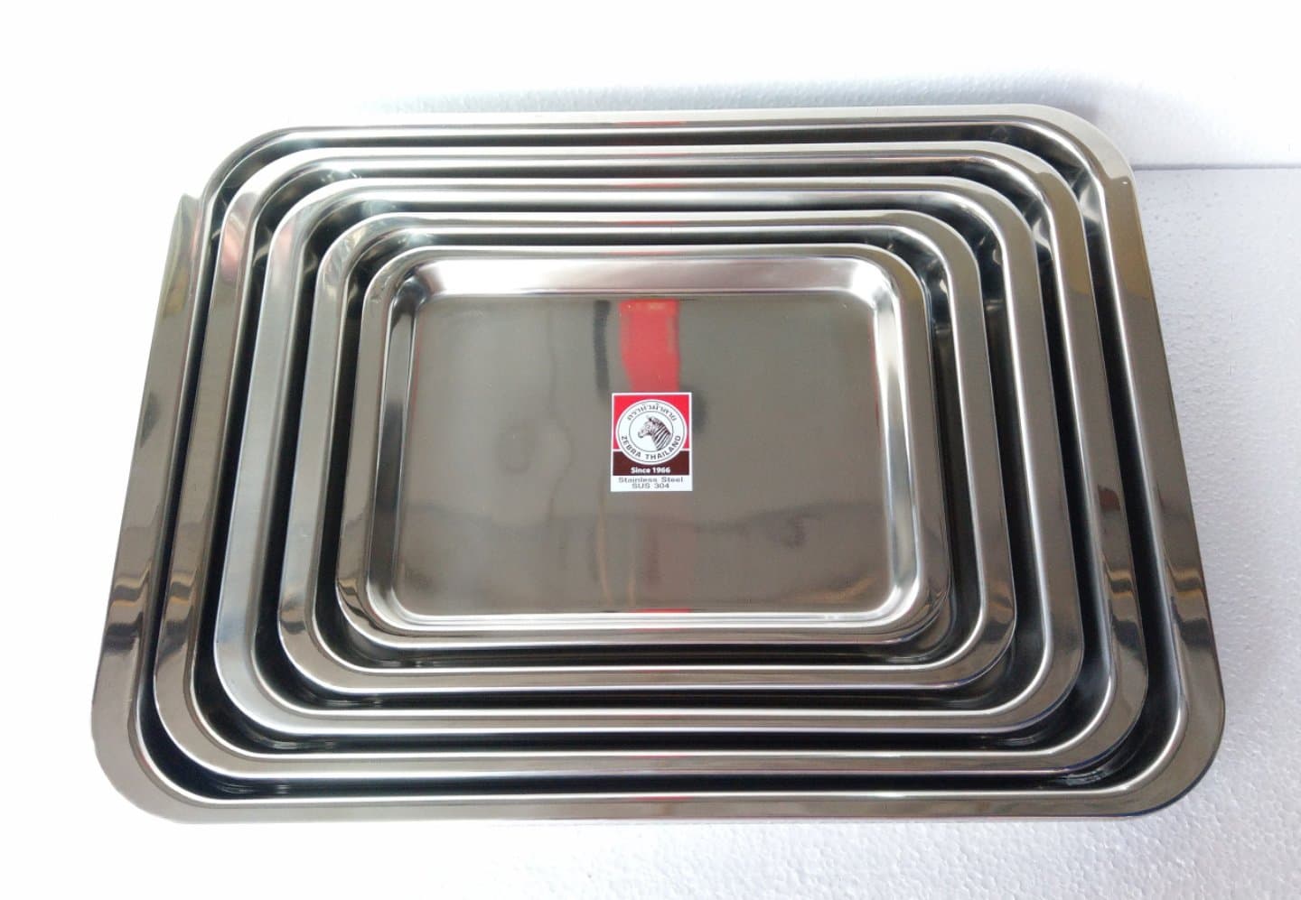 Zebra ถาดเหลี่ยมสแตนเลส ตราหัวม้าลาย (ราคาต่อใบ)