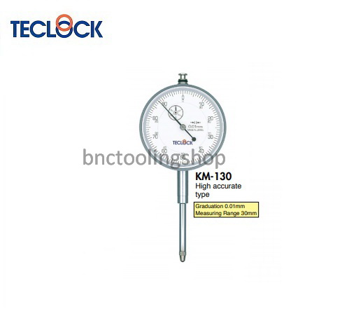 ไดอัลเกจแกนวัดยาวความละเอียด 0.01มิล,Long Stroke Dial Indicator Graduation 0.01mm,TECLOCK,KM-130
