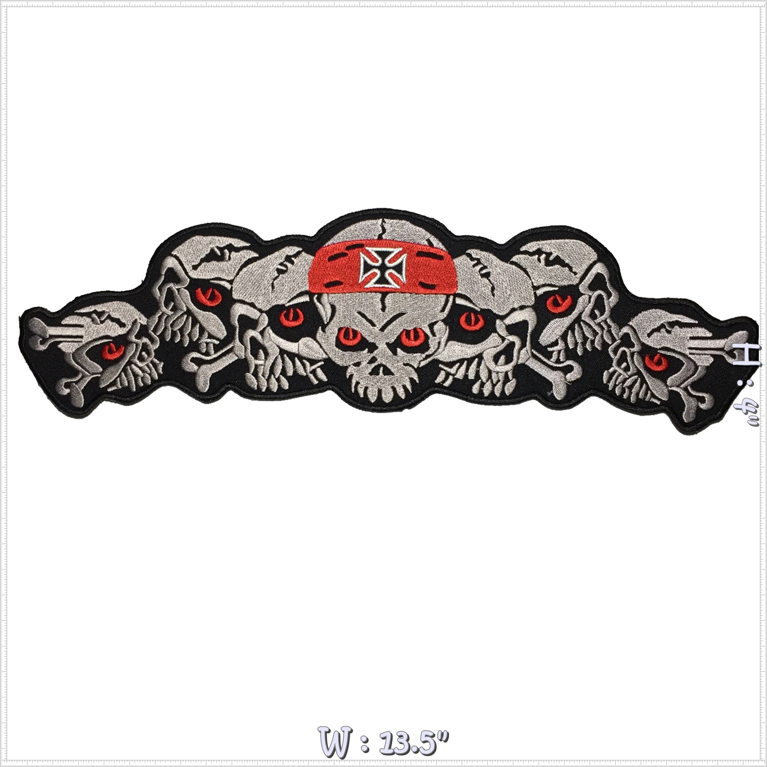 กะโหลก ไบค์เกอร์ มอเตอร์ไซค์ ตัวรีดติดเสื้อ อาร์มรีด อาร์มปัก ตกแต่งเสื้อผ้า หมวก กระเป๋า แจ๊คเก็ตยีนส์ Biker Embroidered Iron on Patch ไซส์ใหญ่