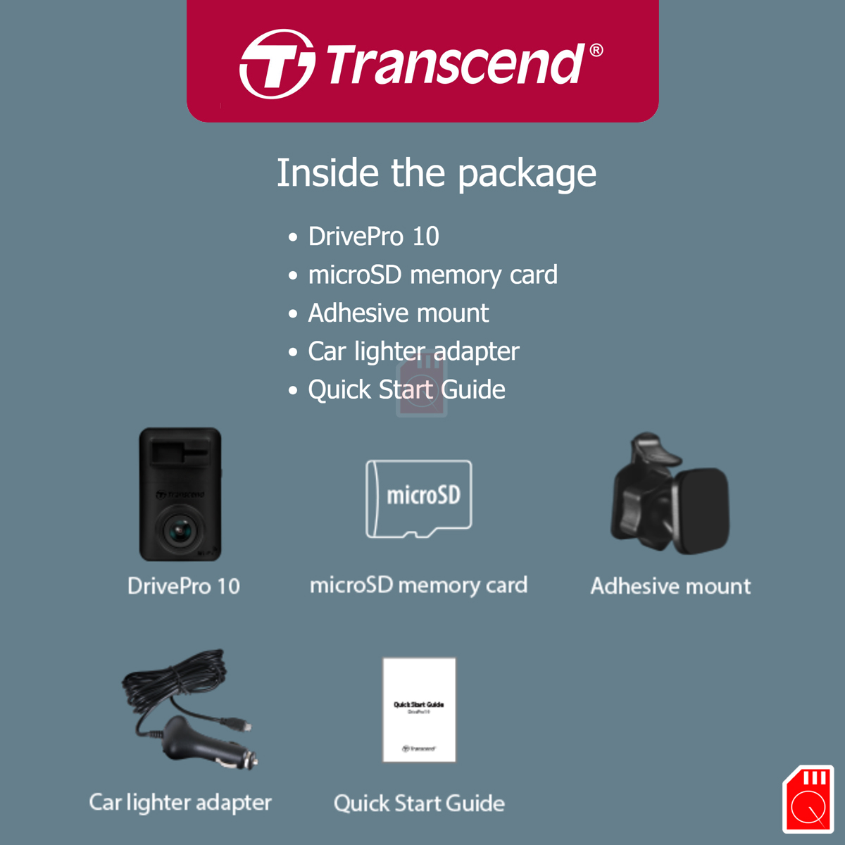 Transcend กล้องติดรถยนต์ DrivePro 10 2K QHD 1440P ฟรี Memory Card 64GB * รับประกัน 2ปี TS-DP10A-64G