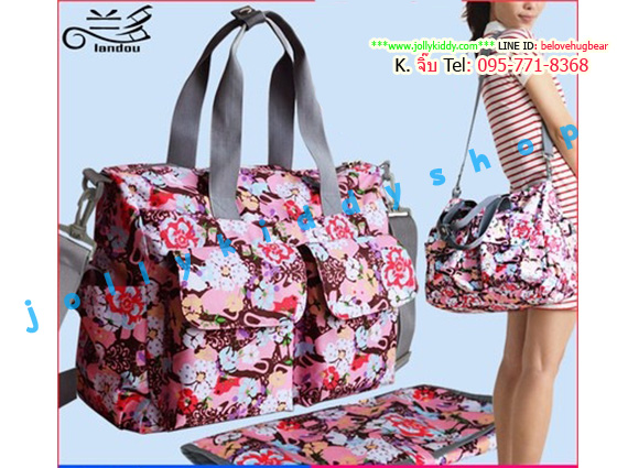 TP12055 กระเป๋าเก็บขวดนม สัมภาระคุณแม่สีลายดอกไม้