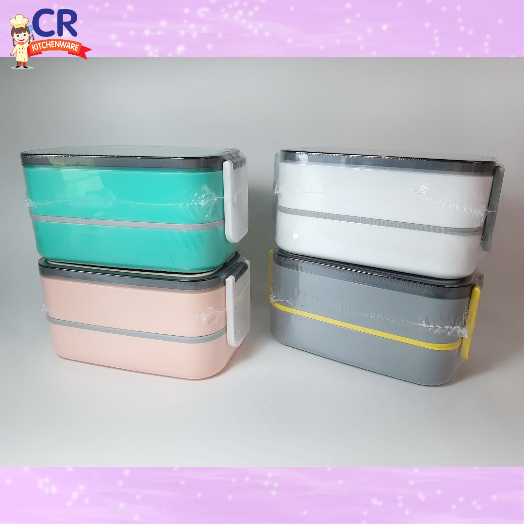 กล่องข้าวพลาสติก 2 ชั้น มีหูหิ้ว (