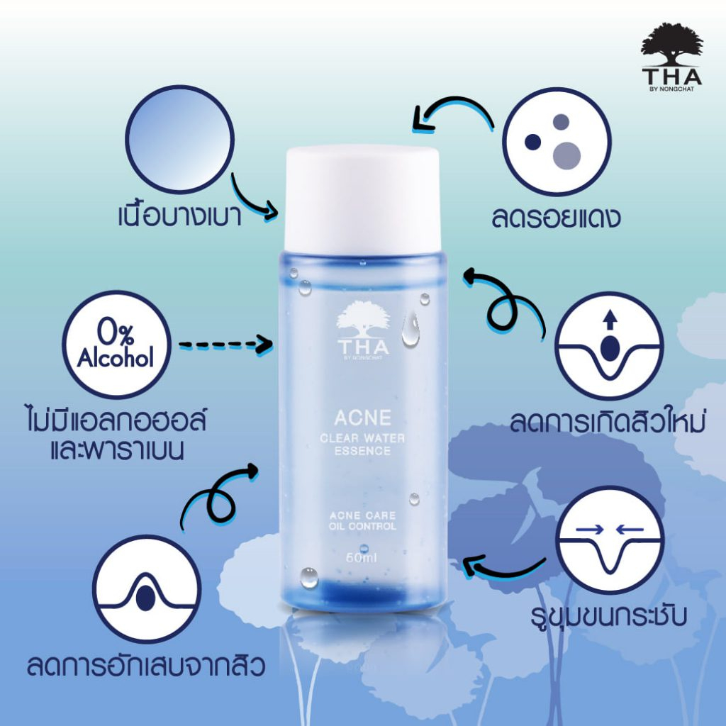 THA by NongChat น้ำตบ Acne Clear Water Essence 50ml ฑา น้ำตบน้องฉัตร น้ำตบเอสเซนต์ 50 ml.