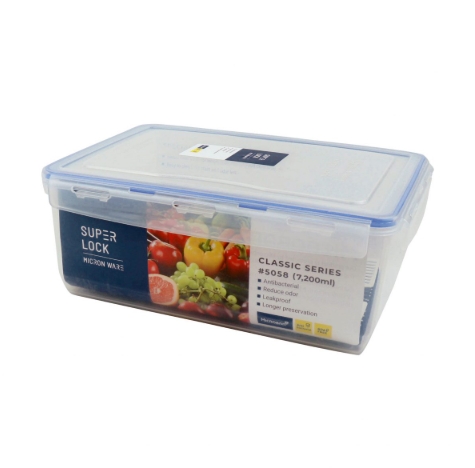 Super Lock กล่องใส่อาหาร รุ่น 5058 ความจุ 7200 มล. มีตะแกรงแผ่นรอง ตรา Micronware
