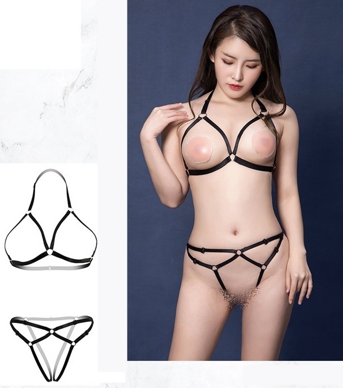 A099-12 ชุดอีโรติก ชุดชั้นในเซ็กซี่สไตล์ SM ตัวชุดมาในแบบสายรัดยางยืดเชื่อมต่อกันเป็นชุดชั้นใน มาในแบบ2ชิ้นบนล่างสวมใส่แบบใช้ขอเกี่ยวสามารถปรับระดับความรัดแน่นได้ตามใจชอบเลยค่ะ