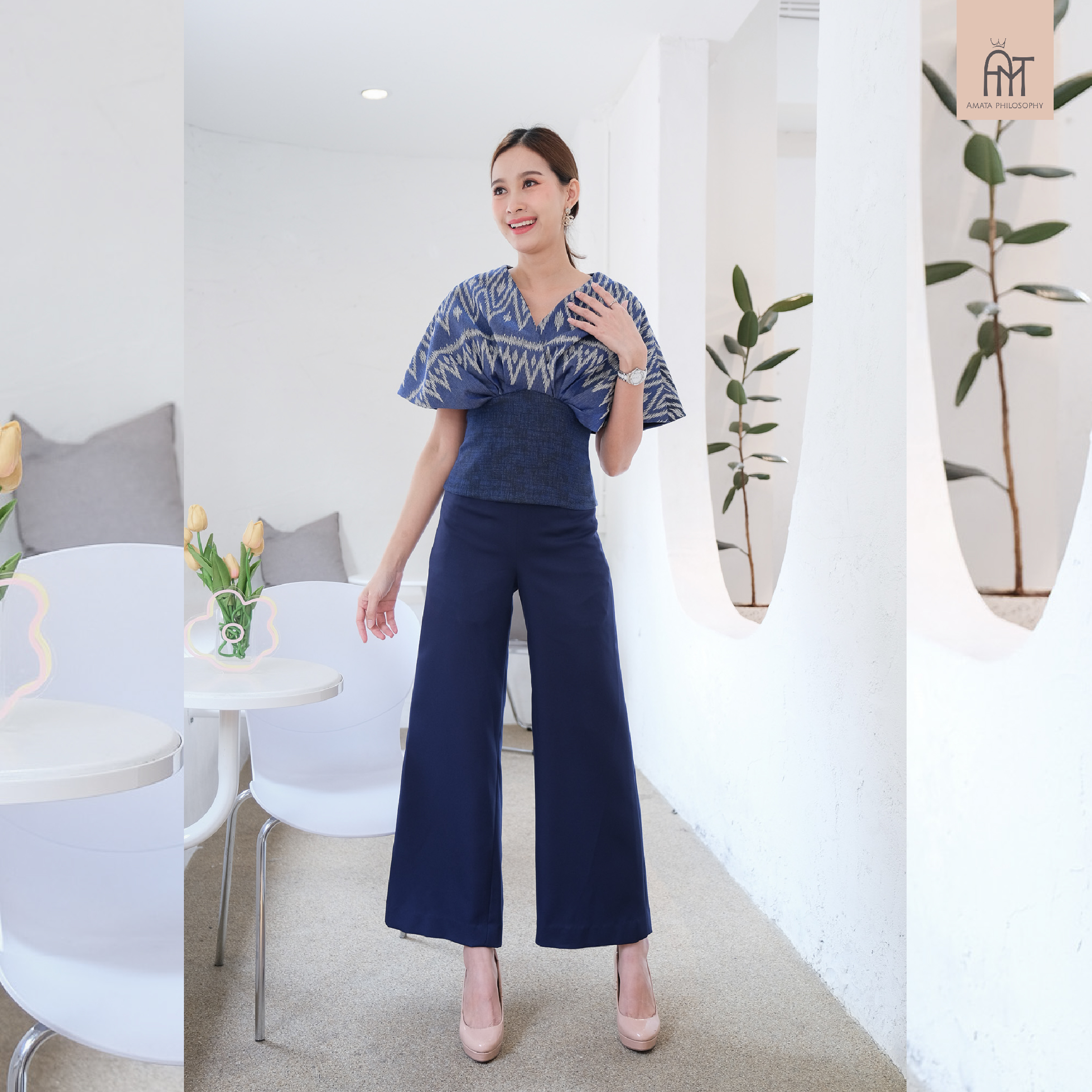 AMATA กางเกง CLASSIC FAIR ชมพู น้ำเงิน ขาว