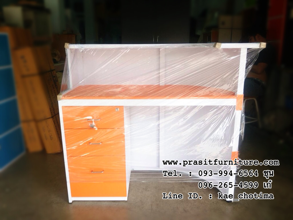 โต๊ะเคาเตอร์โค้ง 3 ลิ้นชักแนวตั้ง