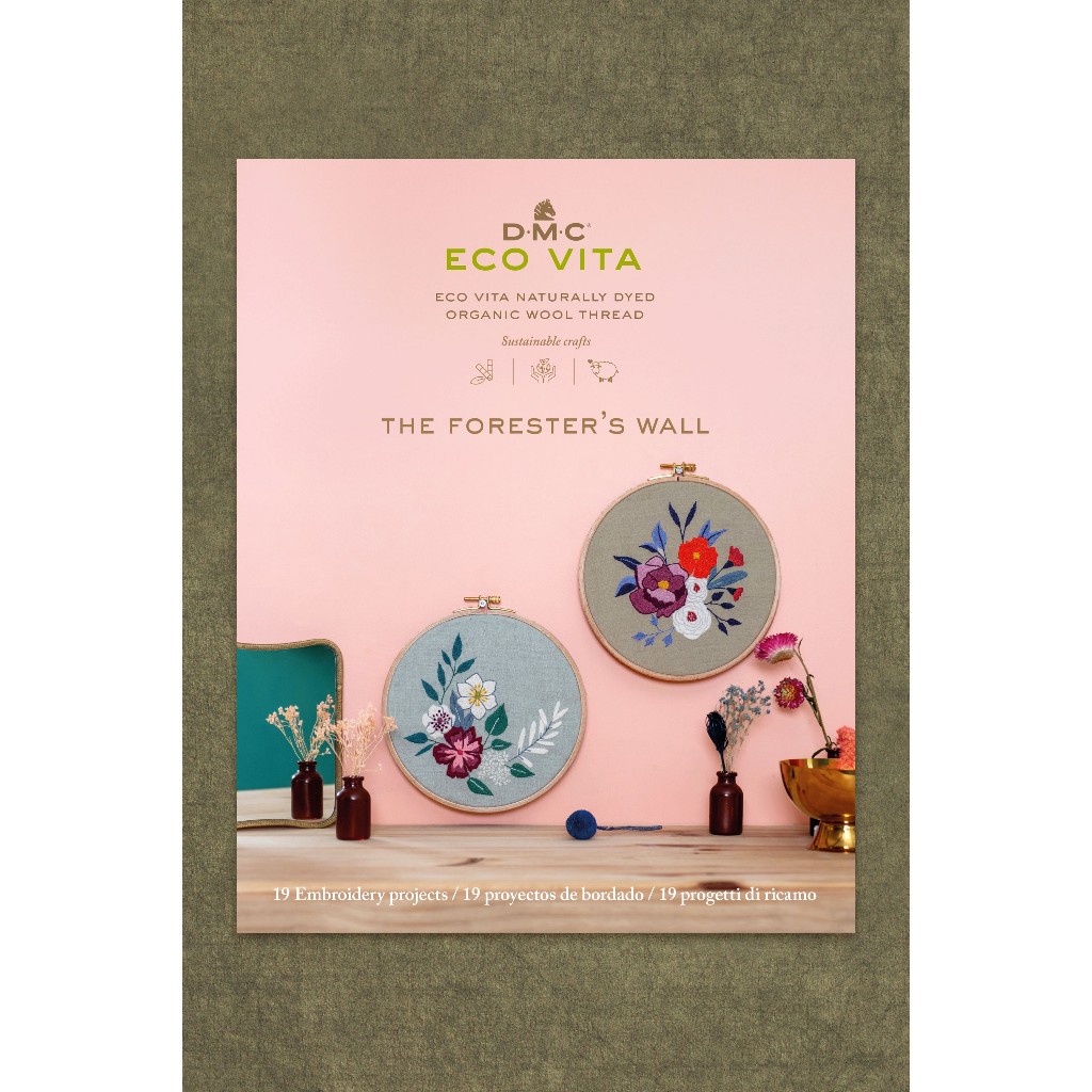 DMC Book - The Forester’s Wall แบบงานปักลายดอกไม้และทิวทัศน์ด้วยไหม DMC Eco Vita (15888/E22)