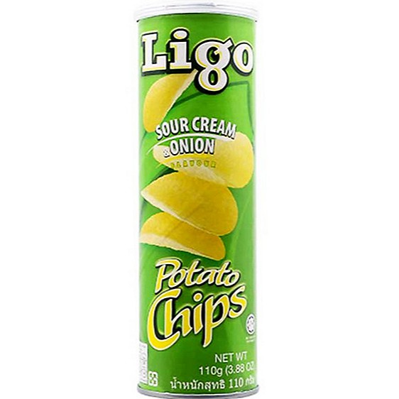 Ligo Potato Chips Sour Cream & Onion 110G มันฝรั่งลิโก้ 110 กรัม มันฝรั่งแท้ ลิโกมันฝรั่ง มันฝรั่งทอดกรอบ สีเขียว รสซาวครีมและหัวหอม