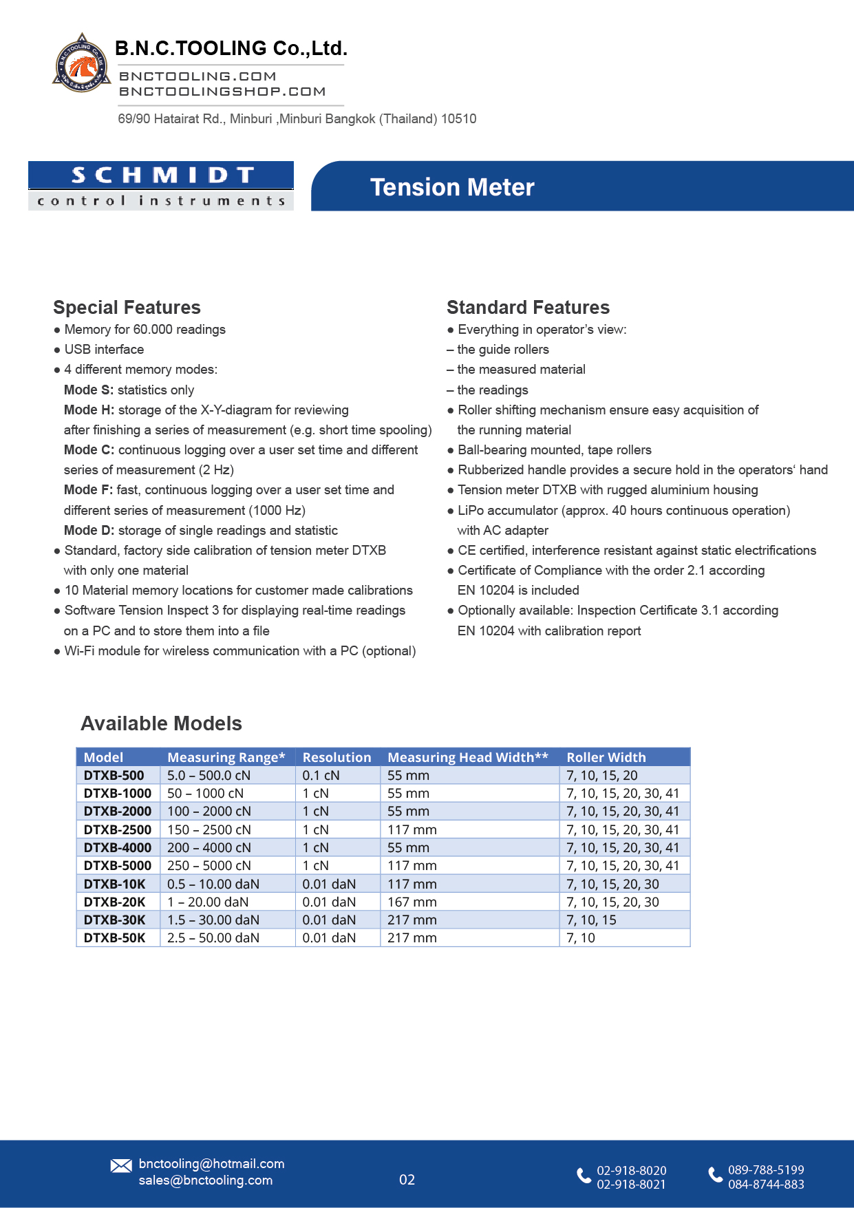 SCHMIDT,10 Tension ranges available from 5.0-500cN up to 2.5-50daN,DTXB