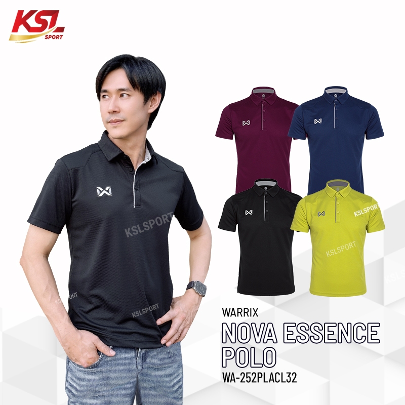 ใหม่ล่าสุด!! WARRIX รุ่น Nova Essence เสื้อโปโล เสื้อคอปก วอริกซ์ (WA-252PLACL32) สีดำ/กรมท่า/เขียวมะนาว/เลือดหมู