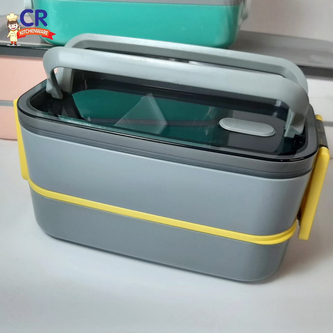 กล่องข้าวพลาสติก 2 ชั้น มีหูหิ้ว (