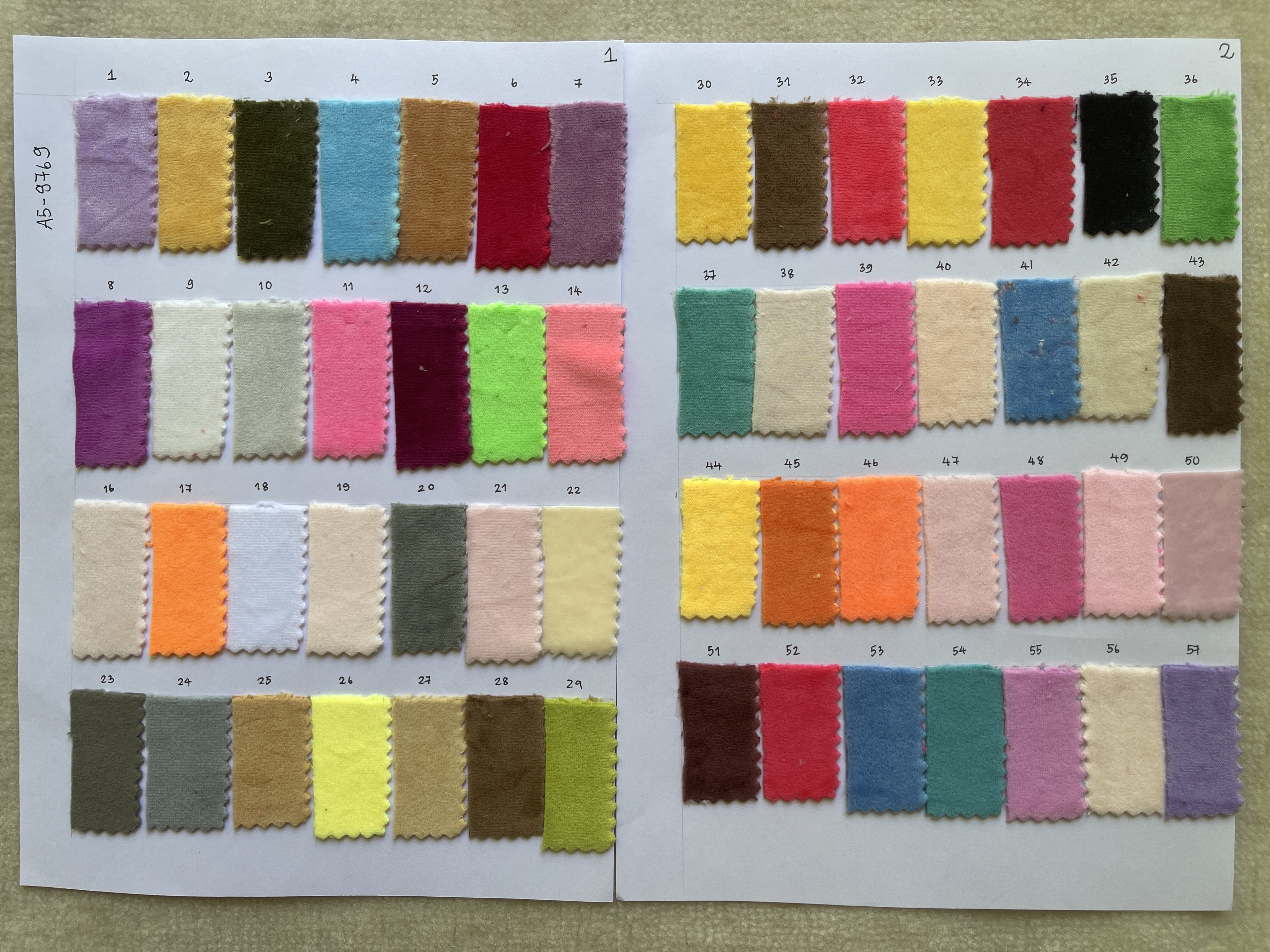 A5-9769 ผ้าขน ผ้าขนสั้น 1 มม supersoft E.F. Velour ผ้าขนทำตุ๊กตา ผ้าขนทำหมอน ผ้าชุดเด็ก ผ้าเสื้อหนาว ผ้าปัก หน้า ุ63"