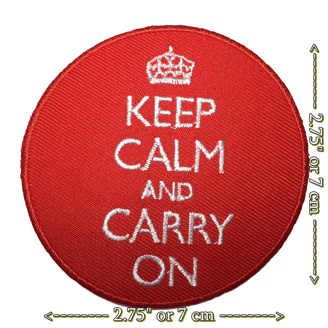 Keep Calm Carry on ตัวรีดติดเสื้อ อาร์มรีด อาร์มปัก ตกแต่งเสื้อผ้า หมวก กระเป๋า แจ๊คเก็ตยีนส์ Quote Embroidered Iron on Patch